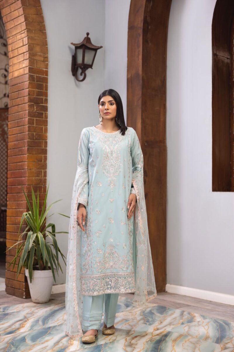 HL-596 | Elegant Embroidered Viscose Suit – Winter Collection