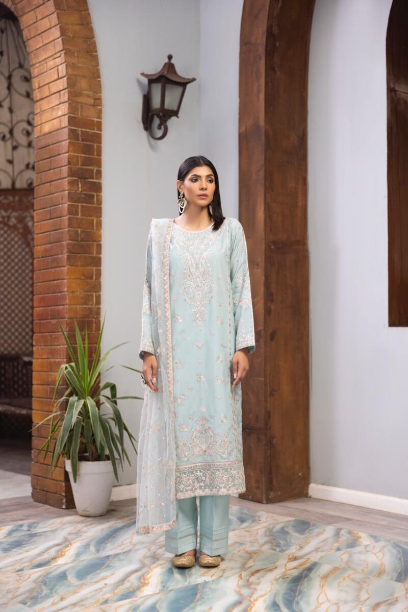 HL-596 | Elegant Embroidered Viscose Suit – Winter Collection