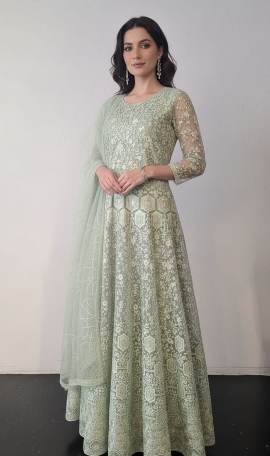 Embroidered Net Maxi – 4 Layer Inner | Premium Formal Wear