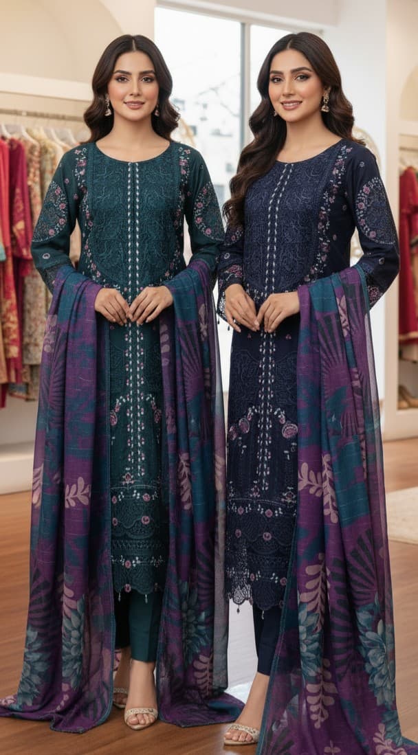 V‑09 | Embroidered Casual Suit – Humayun Abbottabad Casual Collection