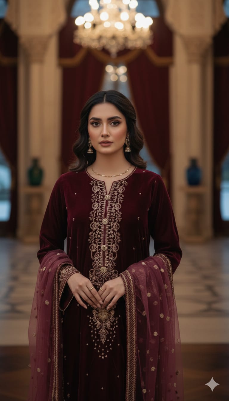 Velvet HL 614v – Luxury 3‑Piece Embroidered Velvet Suit - Image 2